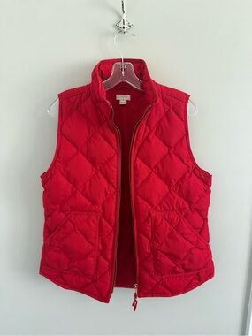 J. Crew Bright Red Quilted Puffer Vest